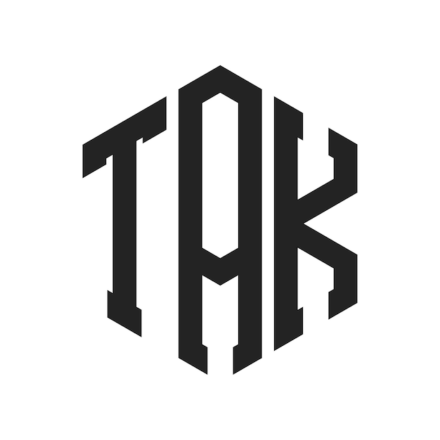 TAK ロゴ デザイン イニシャルレター TAK モノグラム 六角形を用いたロゴ