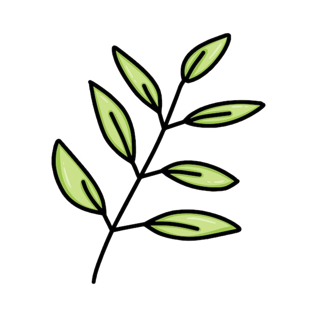 Tak met bladeren plant natuur doodle lineaire cartoon
