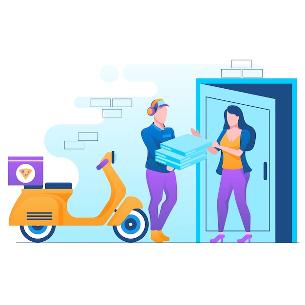 Take away service flat illustration