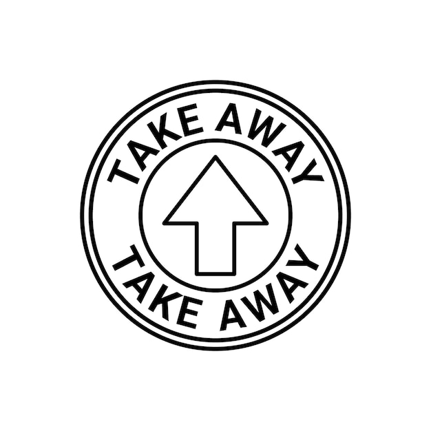 Take Away sign for food bag line icon in circle Takeout service Symbol free takeaway food