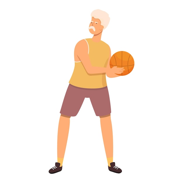 Vector take basketball ball icon cartoon vector sport old man