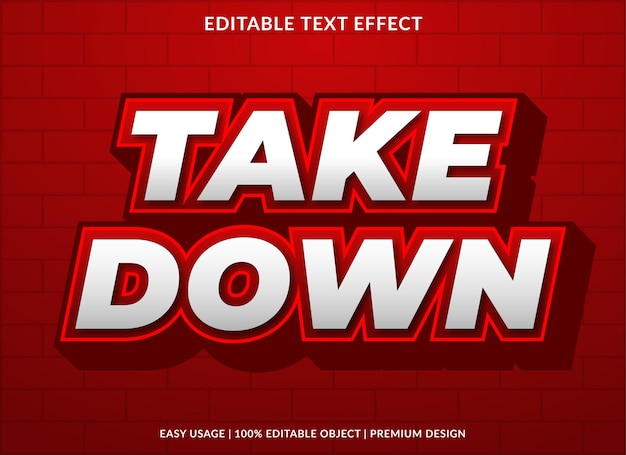 take down text effect editable template with abstract style use for business brand and logo