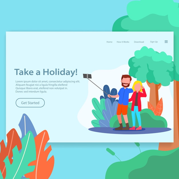 Vector take a holiday landing page illustration