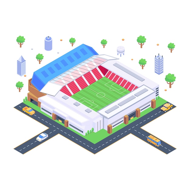 Vector take a look at this anfield stadium isometric illustration