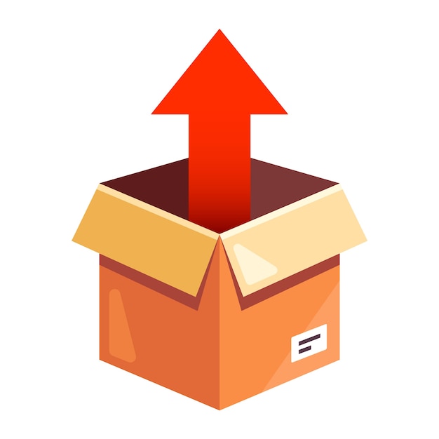 take the parcel up from the cardboard box. flat  illustration isolated