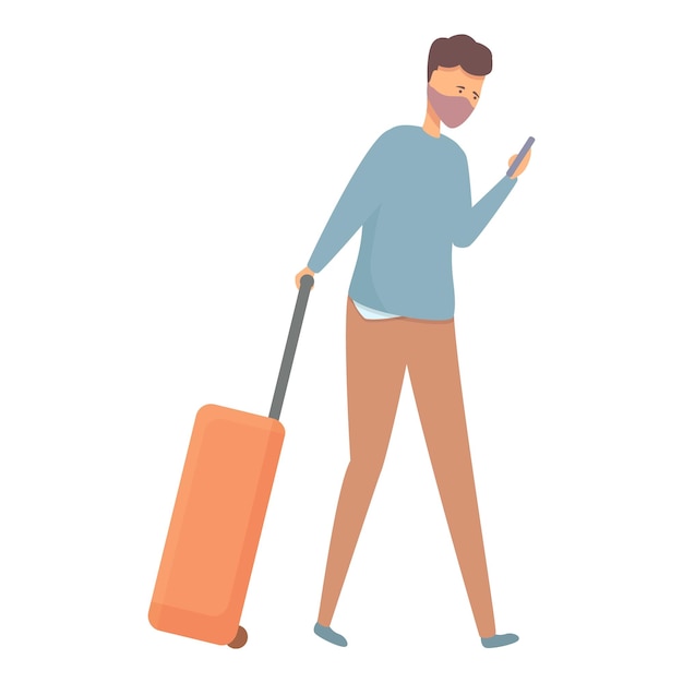 Take phone with mask icon cartoon vector Travel trip Airport summer