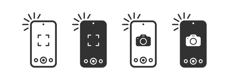 Take photo icon Camera signs Photography flash symbol Phone picture symbols Photocamera icons Black color Vector sign