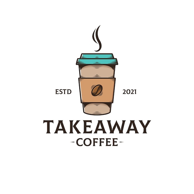 Vector takeaway coffee logo template isolated on white