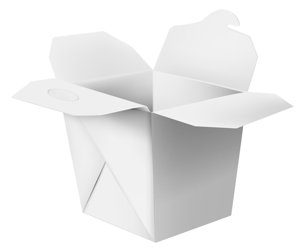 Вектор Коробка с едой на вынос реалистичный макет чистого листа бумаги