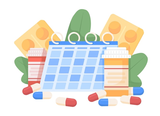 Taking medications regularly semi flat color vector object