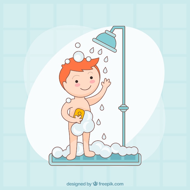 Taking a shower illustration