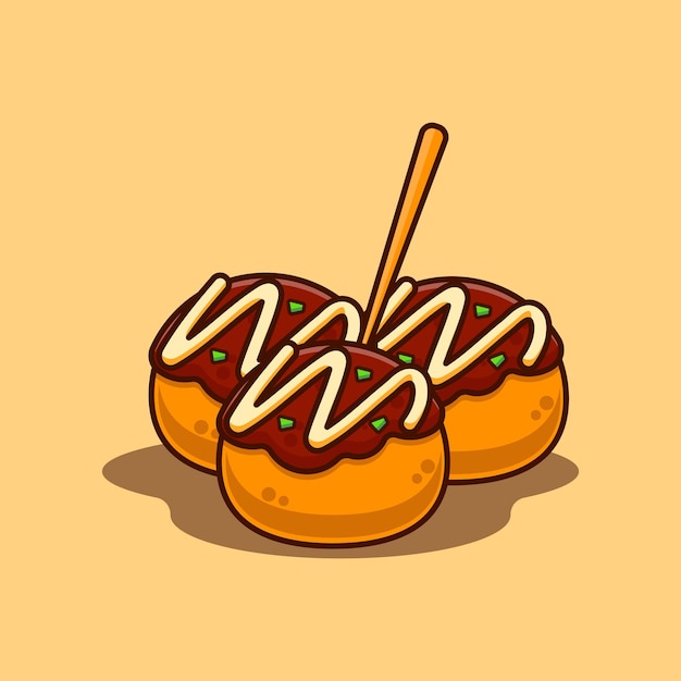 takoyaki cartoon vector illustration