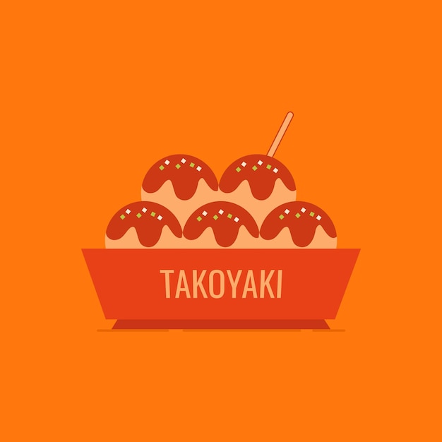 Vector takoyaki illustratie japans eten platte ontwerp vector voorraad