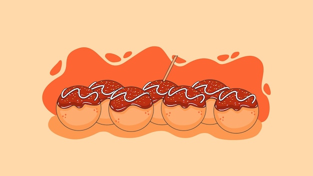 타코야키 일본 음식 일러스트 벡터 스톡