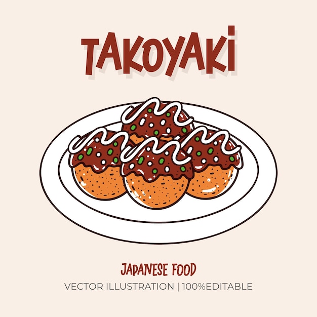 takoyaki japanese food vector illustration