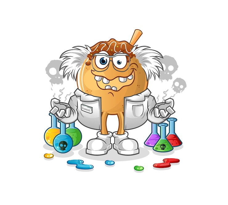 Vector takoyaki mad scientist illustration. character vector