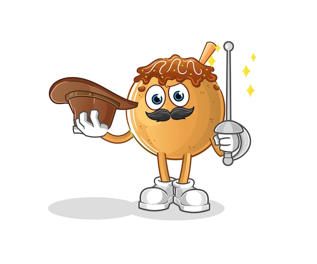 Takoyaki schermer karakter. cartoon mascotte vector