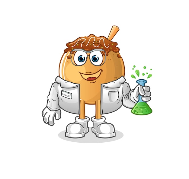 Takoyaki scientist character. cartoon mascot vector