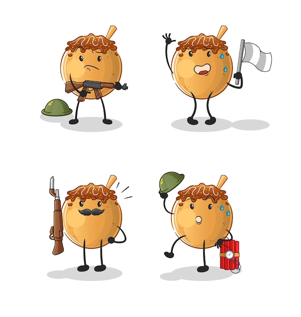 Takoyaki troops character. cartoon mascot vector