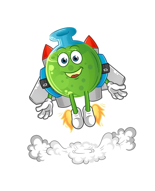 Takoyaki with jetpack mascot. cartoon vector