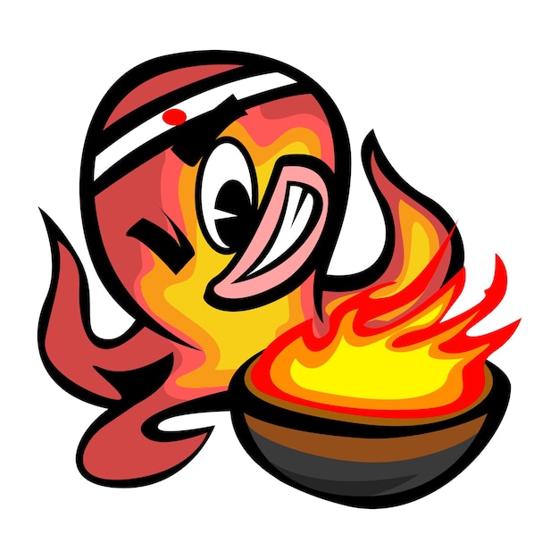 Vector takoyaki yummy mascot logo vector design