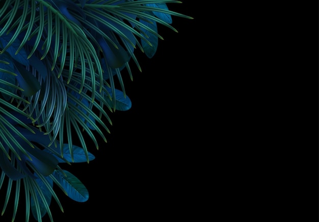 Takpalm realistisch. Bladeren en takken van palmbomen. Tropische blad achtergrond. Groen gebladerte, tropisch bladerenpatroon. vectorillustratie