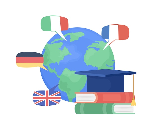 Talen leren in het buitenland platte concept vector illustratie