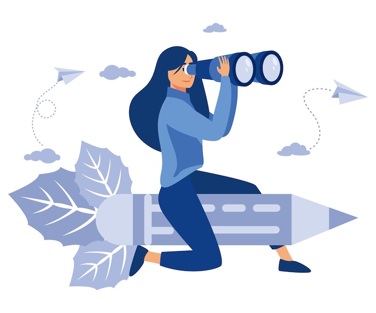 Vector talented creative workers girl creative artist designer