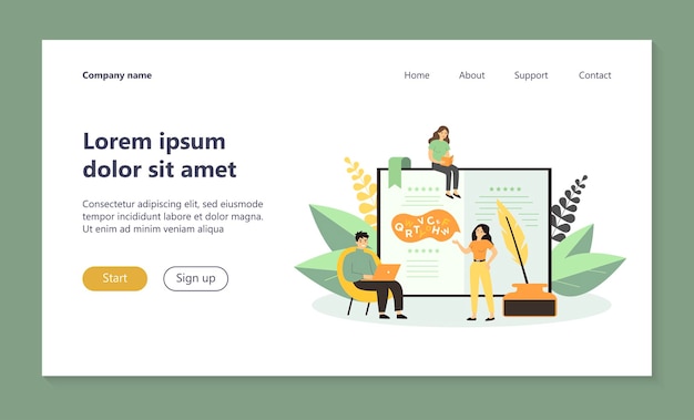 Talented typewriters reading and writing poems landing page