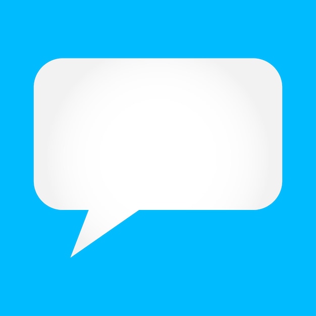 Icona di conversazione con sfondo blu. simbolo di parlare e commentare. forma rettangolare. illustrazione vettoriale.
