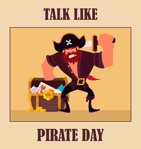 Talk like pirate day flat ilustration