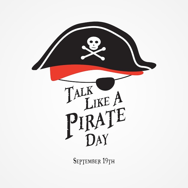 Talk Like A Pirate Day 19 сентября с иллюстрацией пиратской шляпы на изолированном фоне