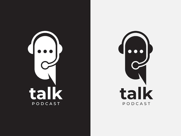 Premium Vector  Talk podcast logo design concept