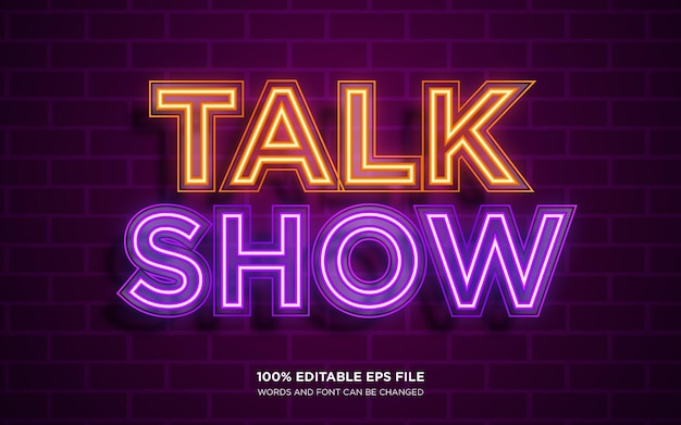 Talk Show 3D editable text style effect