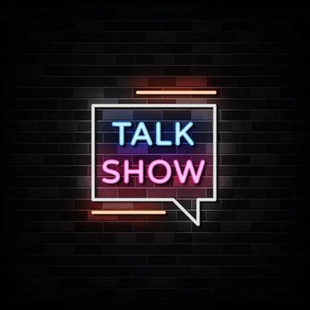 Vector talk show neon signs style text