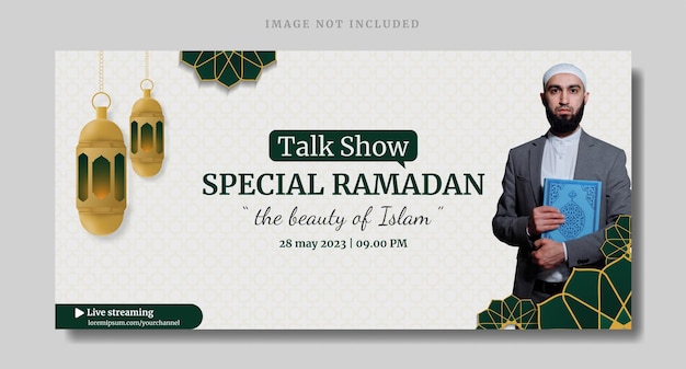 Vettore modello di banner ramadan speciale per talk show