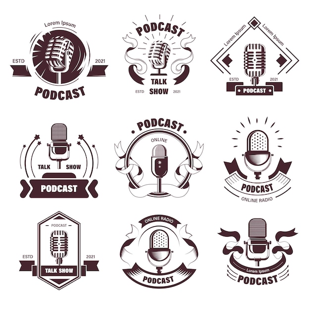 Vector talk shows and podcasts stations logos