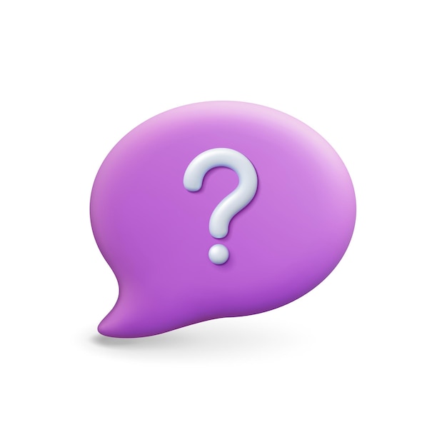 Talk speech bubble 3d element Vector message or thinking balloon question mark on cloud button Comment or chat text template dialog contact icon Illustration of talk bubble