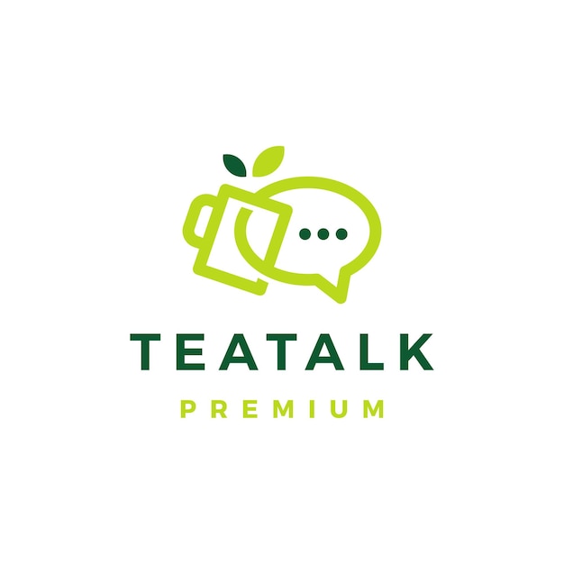 Talk Tea Chat Bubble Logo Vector Icon Illustration