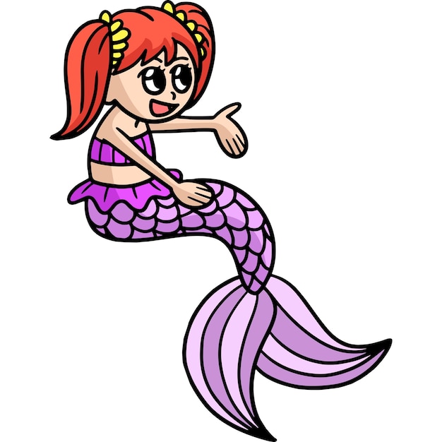 Talking mermaid cartoon colored clipart