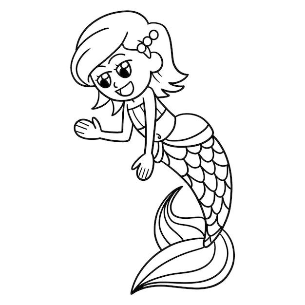 Talking Mermaid Isolated Coloring Page for Kids