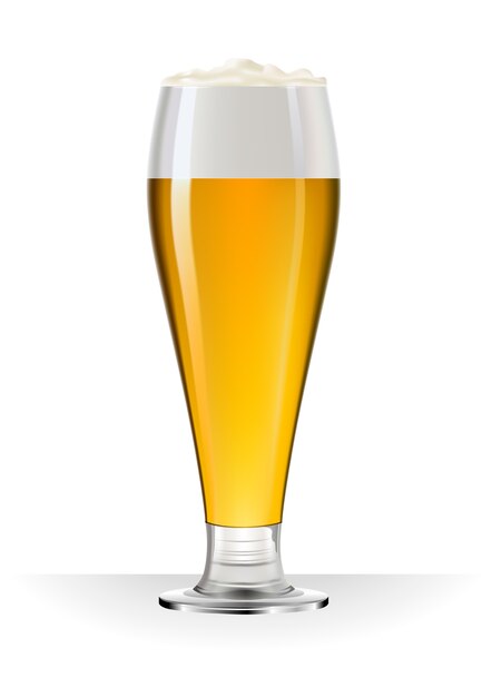 키 큰 맥주 잔 흰색 절연