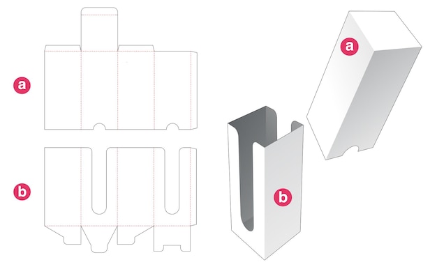 뚜껑 다이 컷 템플릿이있는 키 큰 상자