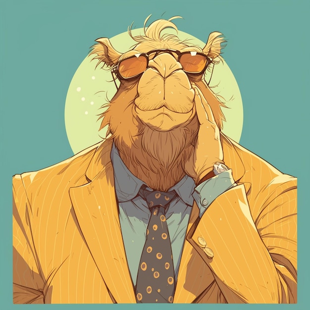 Vector a tall camel accountant cartoon style