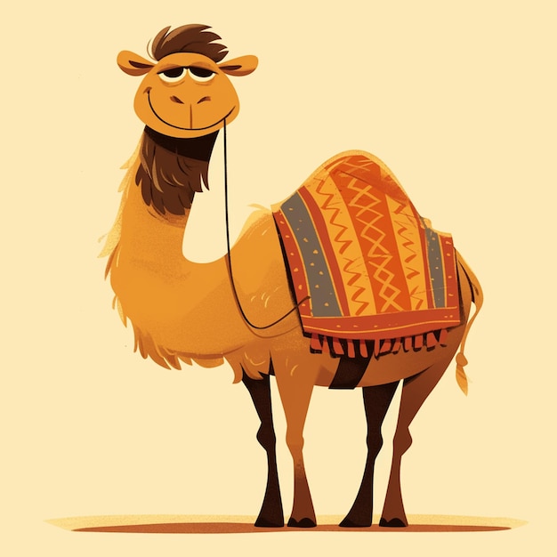Un alto attore di cammello in stile cartone animato