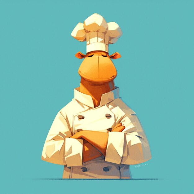 A tall camel chef cartoon style