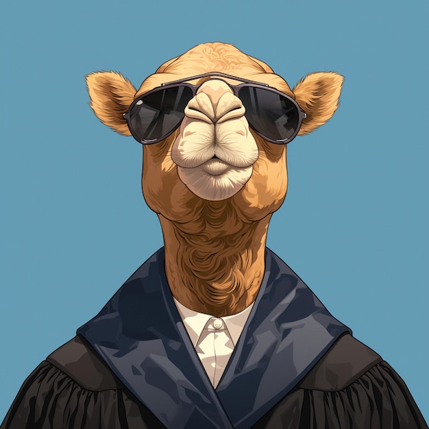 Vector a tall camel judge cartoon style