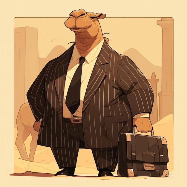 Vector a tall camel lawyer cartoon style