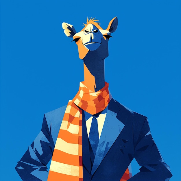 Vector a tall camel reporter cartoon style