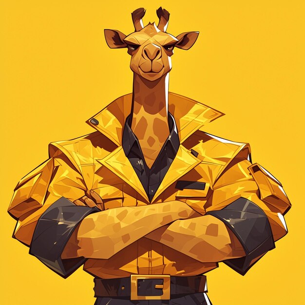 Vector a tall camel security guard cartoon style